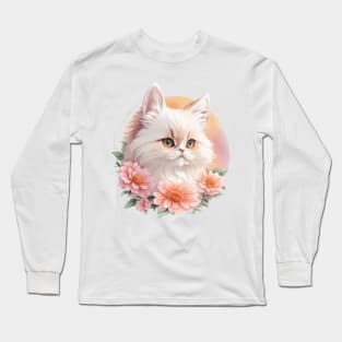 Graceful Persian Companion: Blossoming Floral Delight with a Touch of Fantasy Long Sleeve T-Shirt